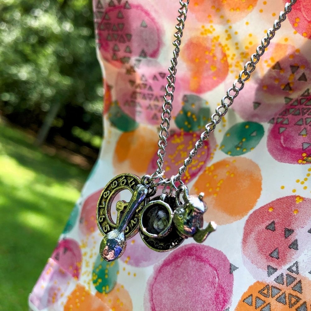 Alice in Wonderland Tea Party Silver Charm Necklace - Picture 5 of 16